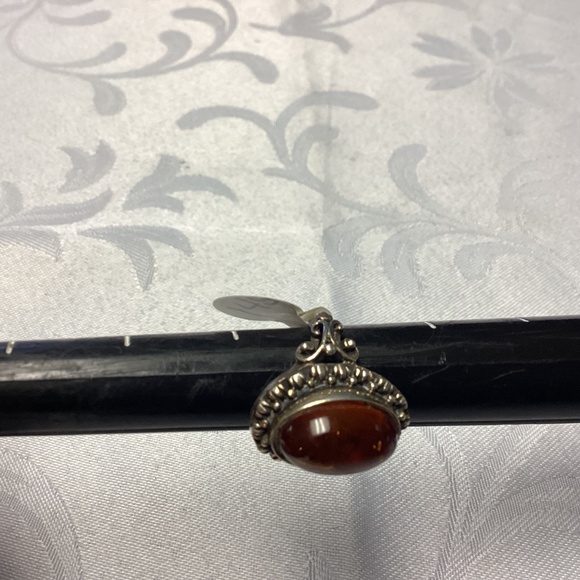 Amber sterling Victorian style ring size 5 stunning setting - Picture 4 of 15